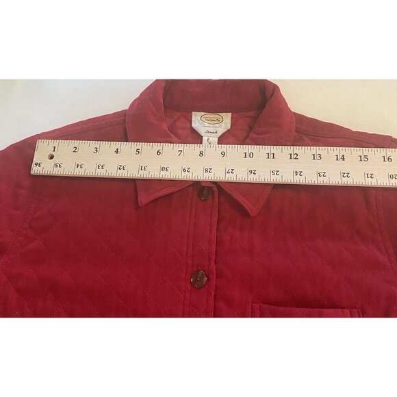 Talbots Red Quilted Lined Shirt Jacket Shacket Womens Sz M Barn Chore Colorful V - Picture 7 of 15